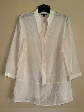 Brooks Brothers Women’s Ivory Sheer Lightweight 100% Silk Button Down Blouse 8